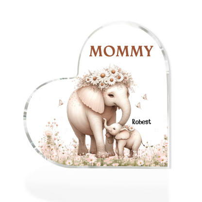 1 Name-Personalized Elephant Acrylic Heart Keepsake Custom Text Acryli