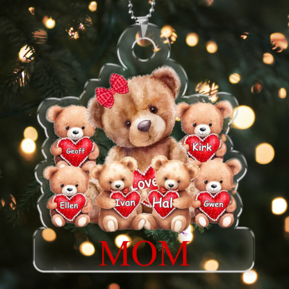 Name-Personalized 1-10 Names Acrylic Bear Keychain-Customized Name Keychain For Family