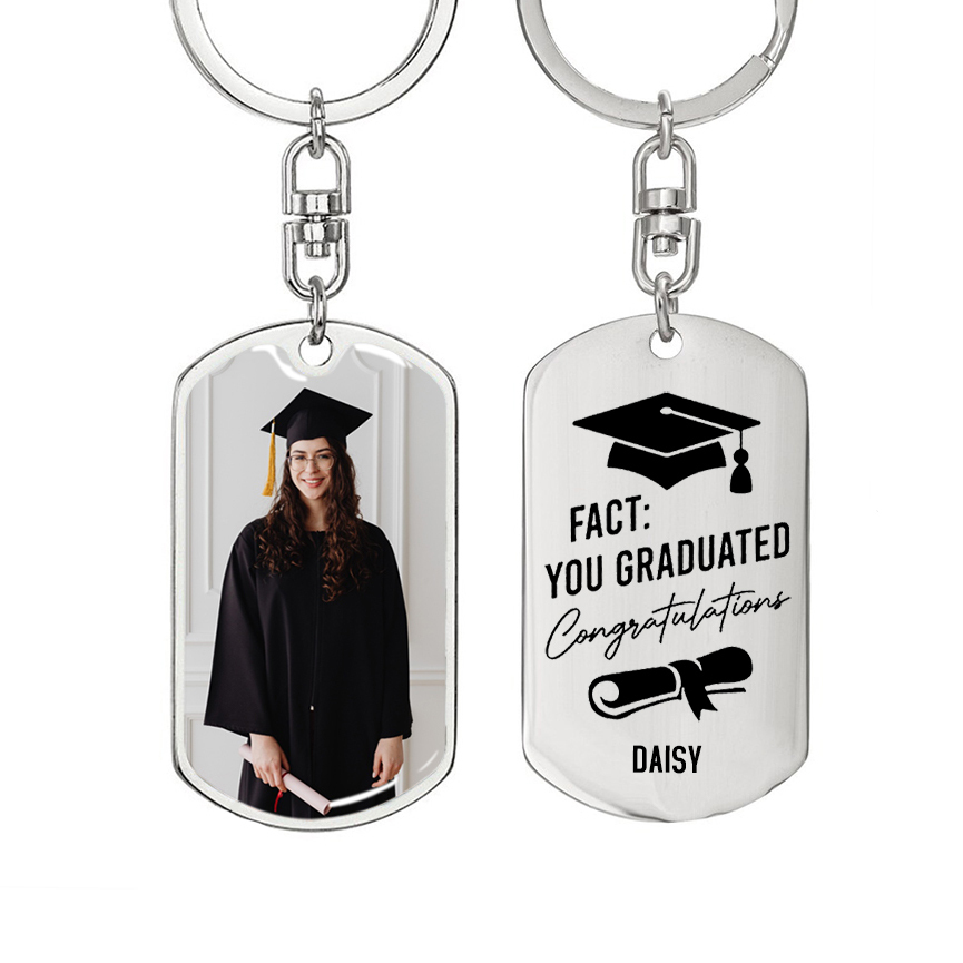 Personalized Photo Keychain 2022 Graduation Gifts-Fact: You Graduated Congratulations