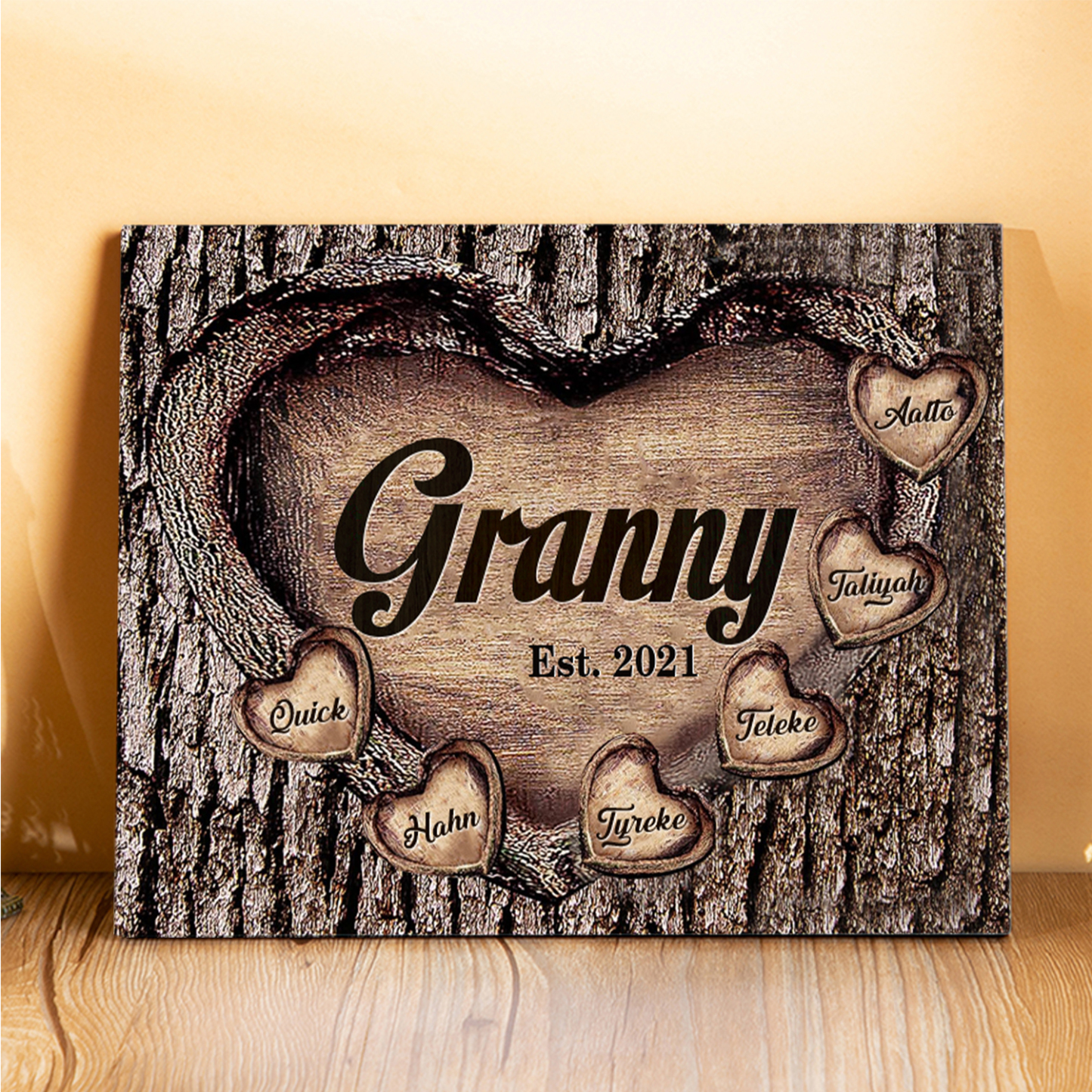 6 Names-Personalized Nana Wooden Ornament Custom Text And Date Home Decoration for Family