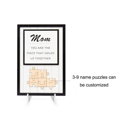 Mom Puzzle Sign Personalized 5 Names Wooden Sign Family Gifts-Mom You Are the Piece that Holds Us Together
