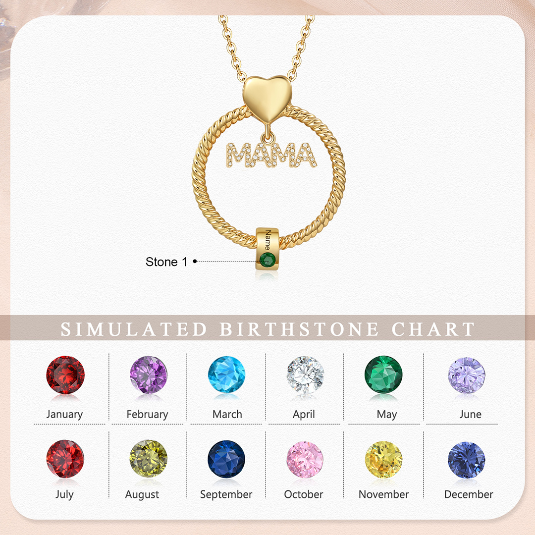 1 Name-Personalized Mom Necklace Set With Premium Custom Necklace With 1 Birthstones Engraved Names Gift For Mother