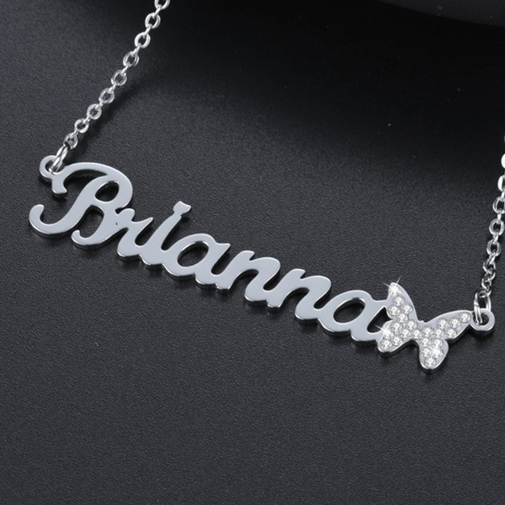 Personalized Butterfly Necklace Custom 1 Name Necklace Gift For Women