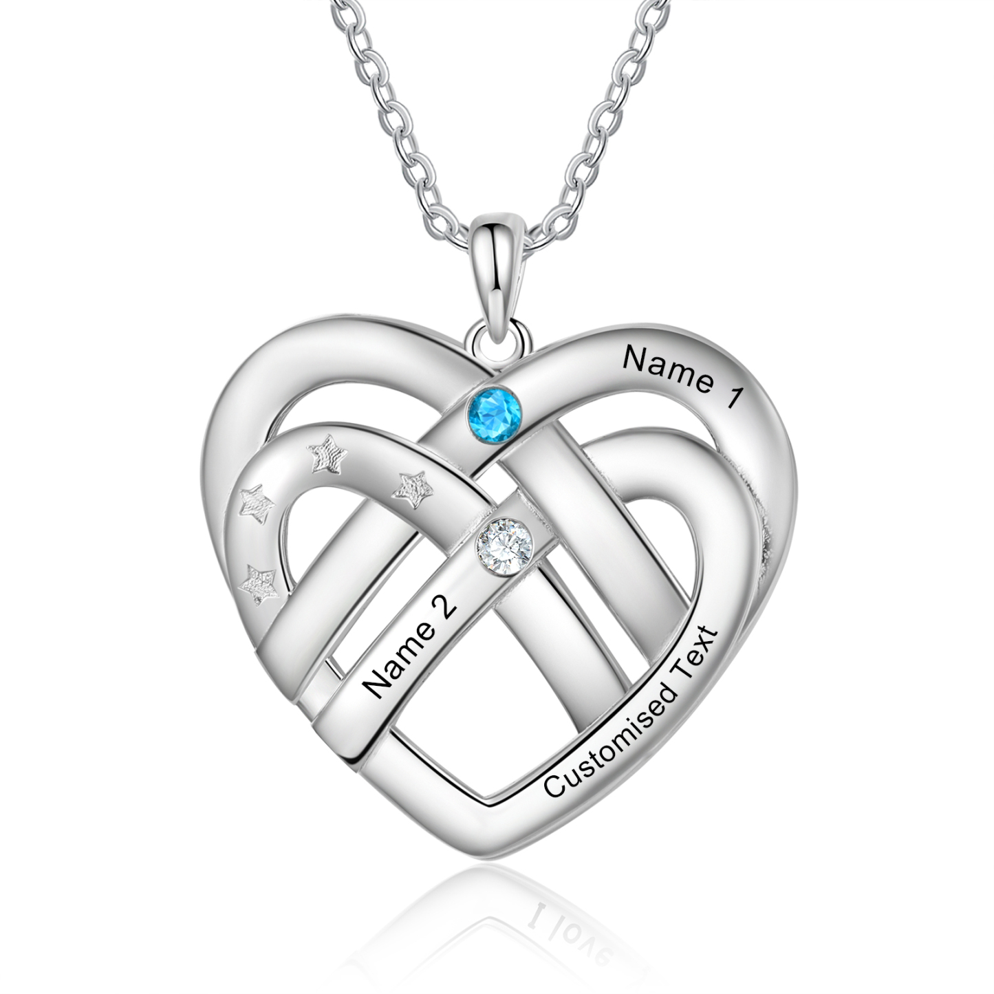 2 Names - Personalized Double Layer Heart Necklace with Custom Name and Birthstone, As a Mother's Day Gift for Mom