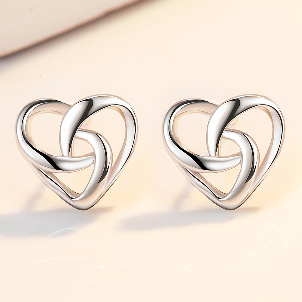 Heart Intertwined Earrings Heart Shape Hollow Stud Earrings