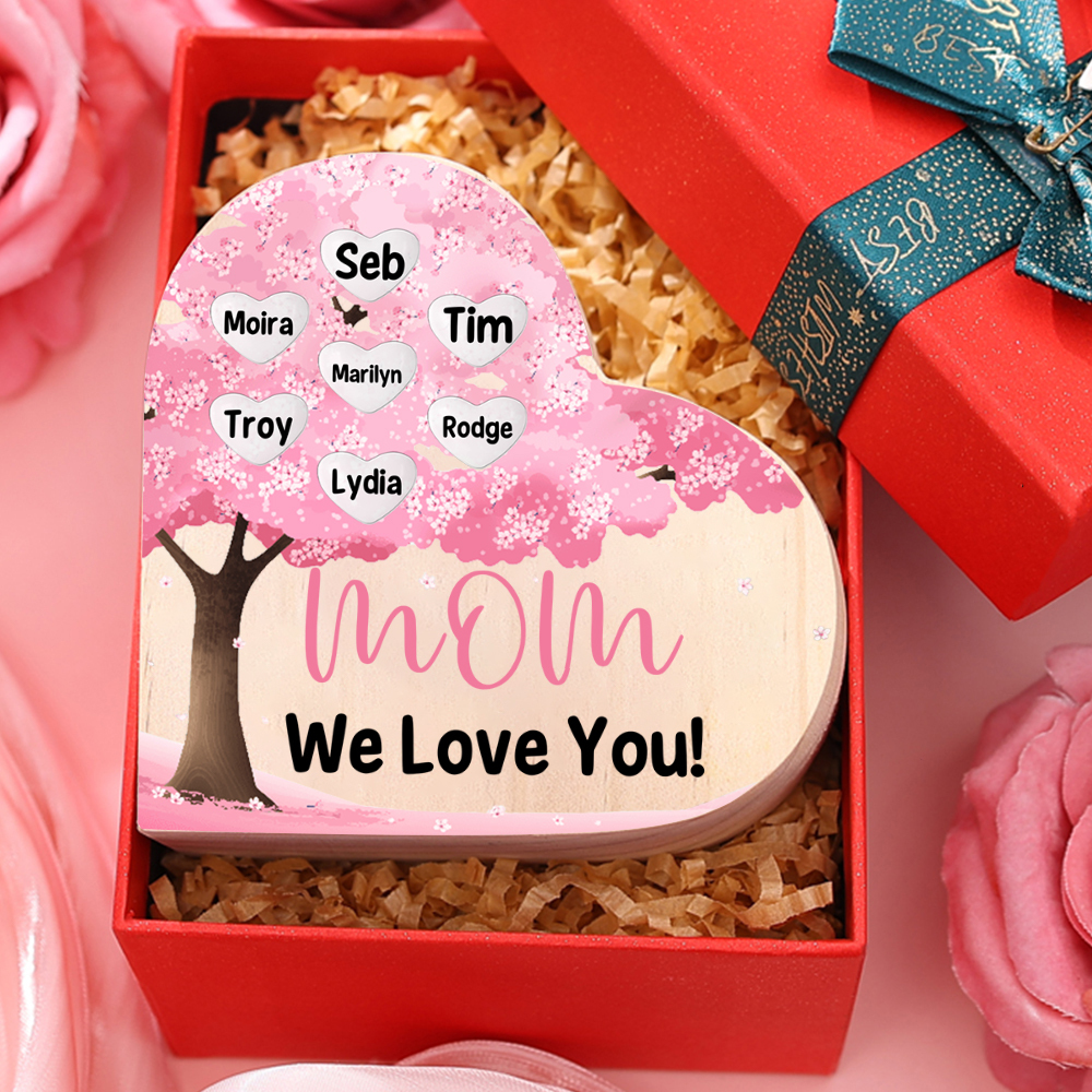 Personalized Flower Tree Heart-Shaped Candle Holder Set with Gift Box Customizable Text Name Mother's Day Gift for Mom
