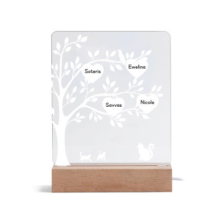 4 Names - Personalized Leaf Style Night Light With Custom Text LED Light Gift For Family