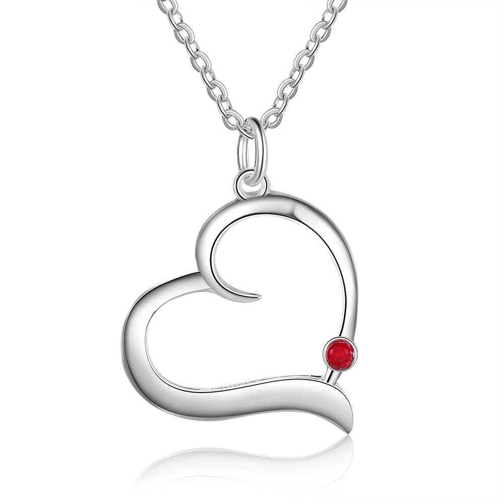 1 Name-Personalized Special Heart Necklace with Birthstone and Name for Her