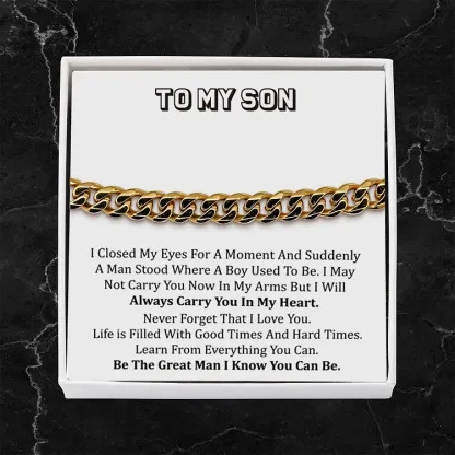 To My Son-Cuban Link Bracelet with Gift Card Gift Box Set-Be The Great Man I Know You Can Be