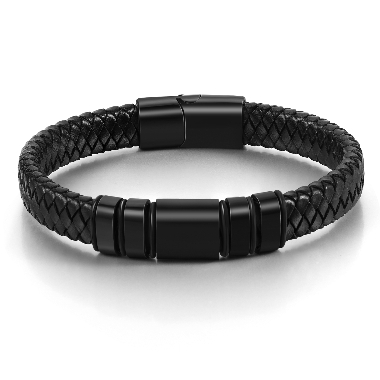 4 Names Personalized Customized Photo Stainless Steel Leather Bracelet Engraved Name Men's Bracelet Gift for Dad