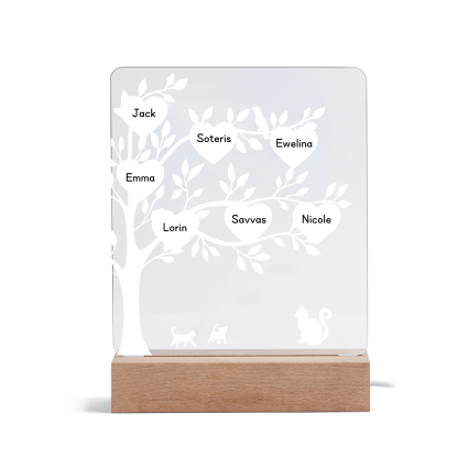 7 Names - Personalized Leaf Style Night Light With Custom Text LED Light Gift For Family