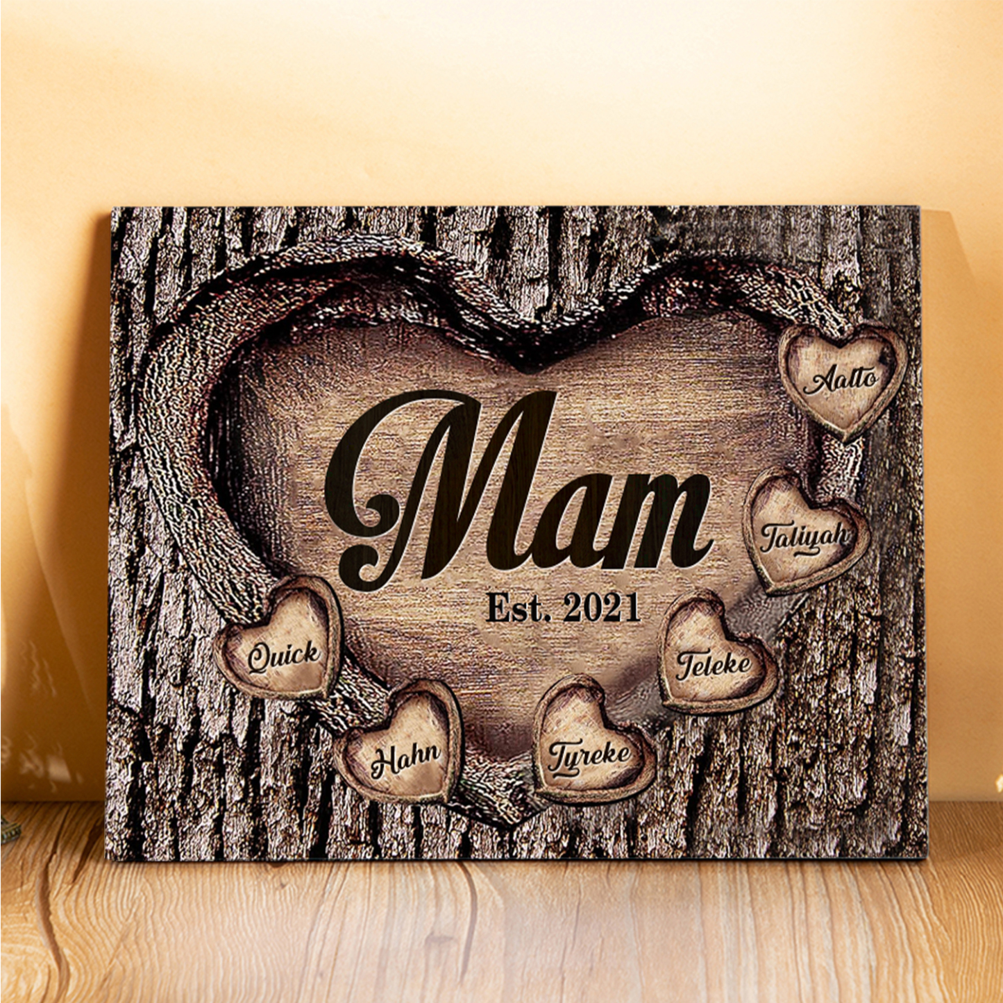 6 Names-Personalized Nana Wooden Ornament Custom Text And Date Home Decoration for Family