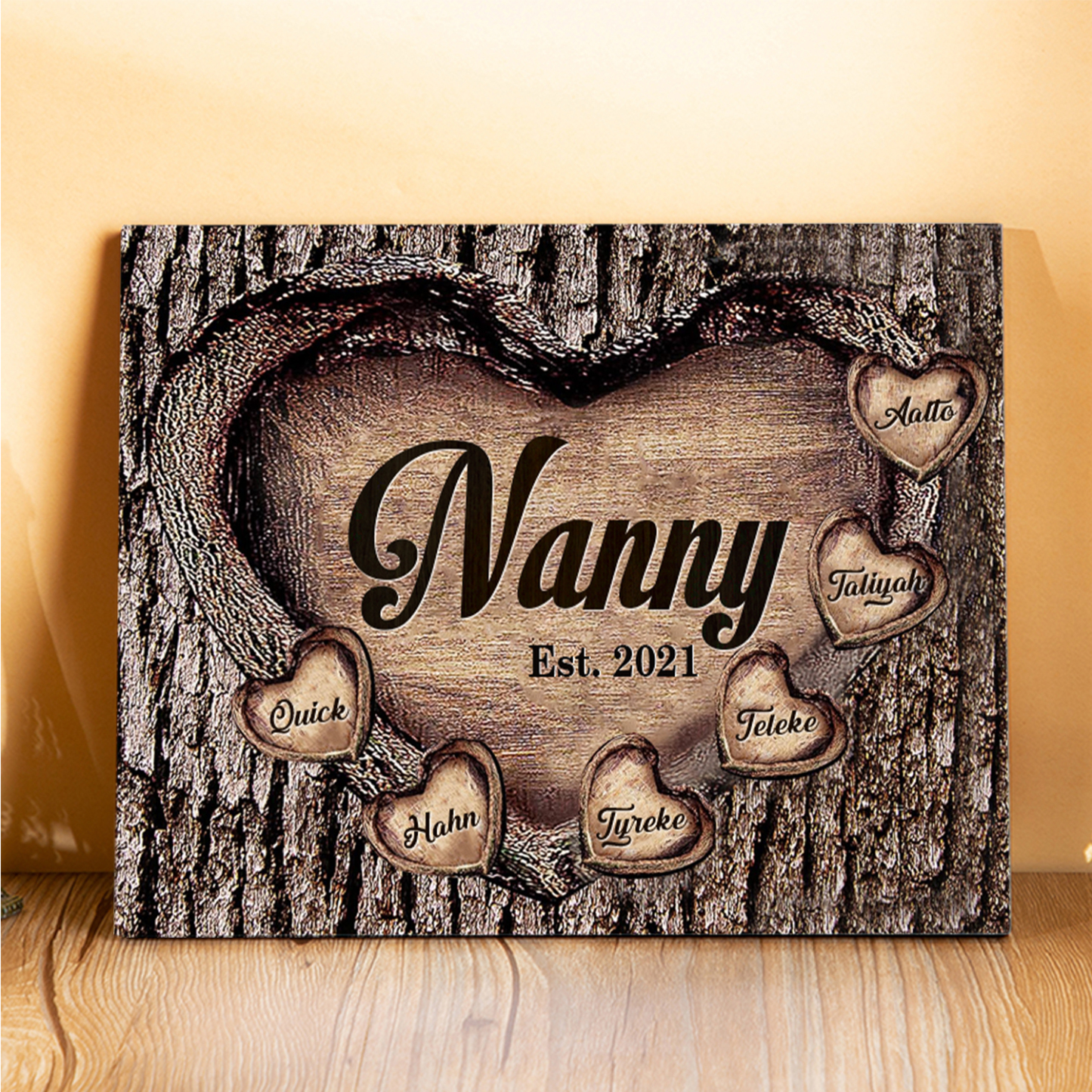 6 Names-Personalized Nana Wooden Ornament Custom Text And Date Home Decoration for Family