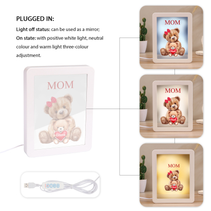1 Name - Personalized Mom Home Bear Style Custom Text LED Night Light Gift for Mom
