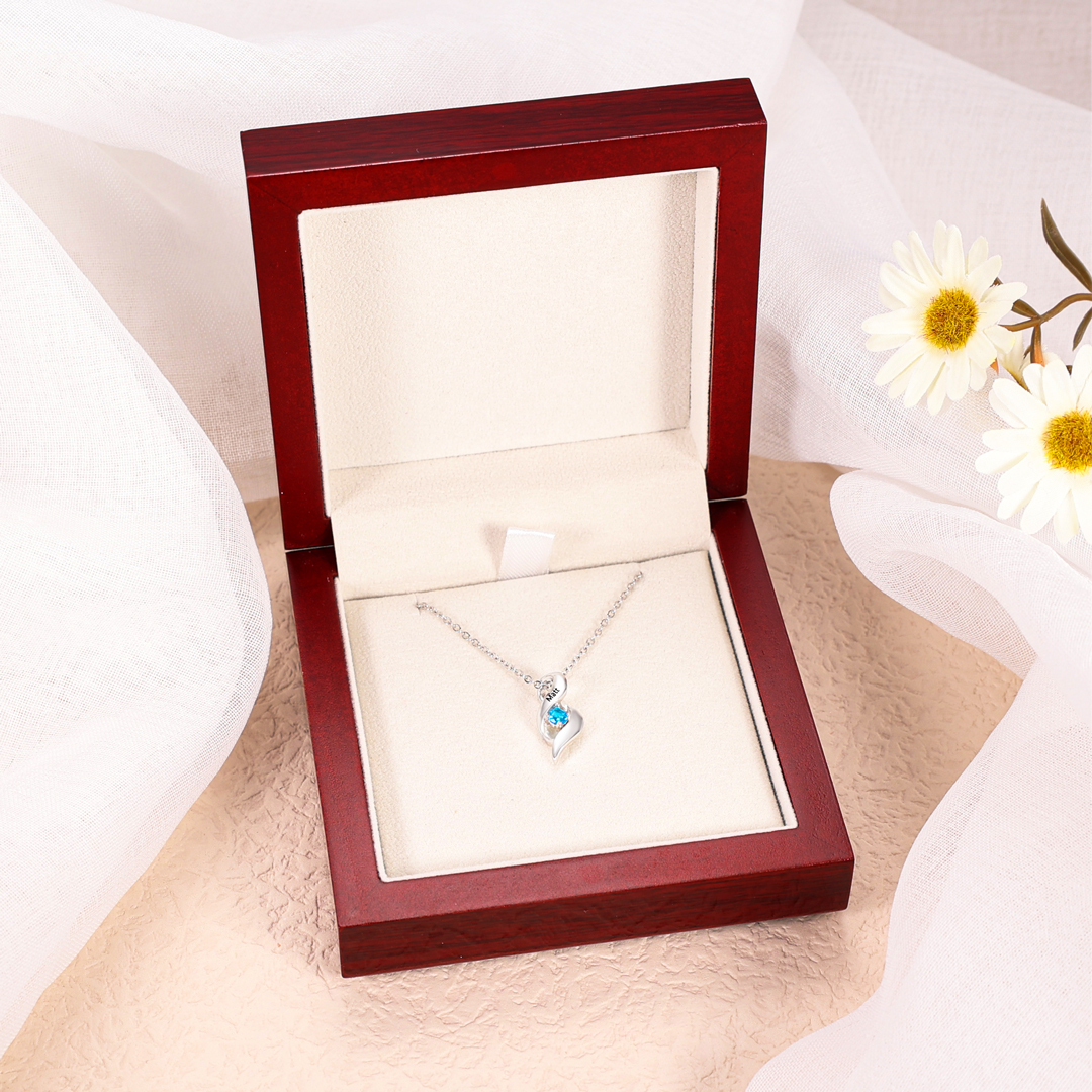 Personalized Mother Necklace Cascading Pendant with 2 Birthstones Engraving 2 Names Gifts for Her