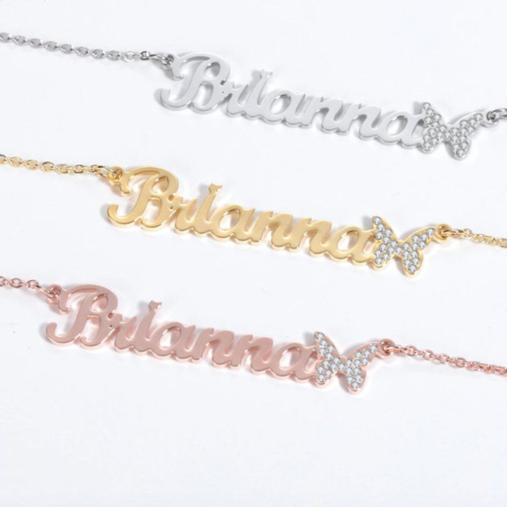 Personalized Butterfly Necklace Custom 1 Name Necklace Gift For Women