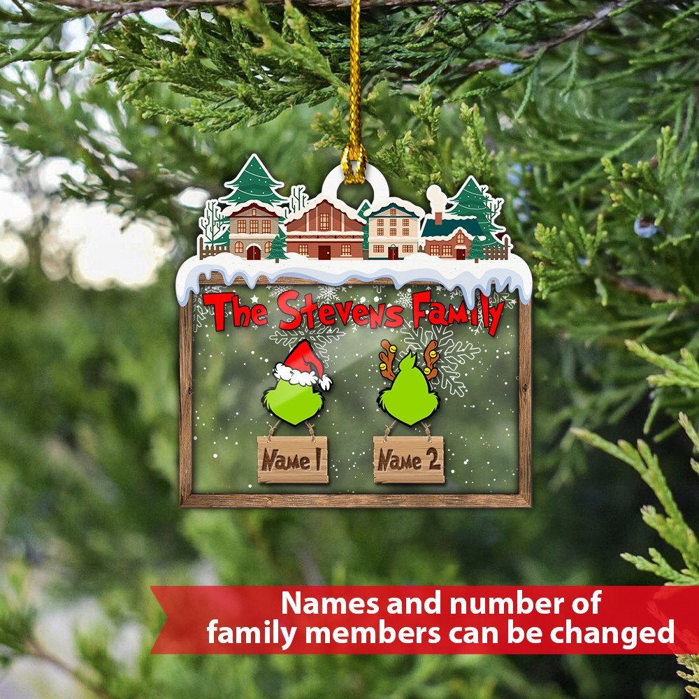 MERRY GRINCHMAS Grinch Personalized Christmas Ornament Engraved 5 Names Gifts For Family | Jessemade