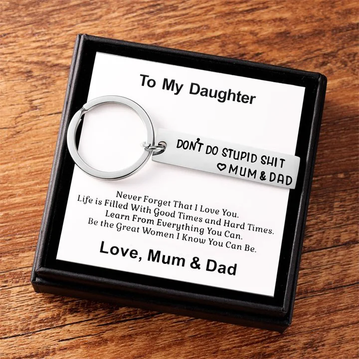 Don't Do Stupid Keychain For Your Kid Set With Gift Card And Gift Box