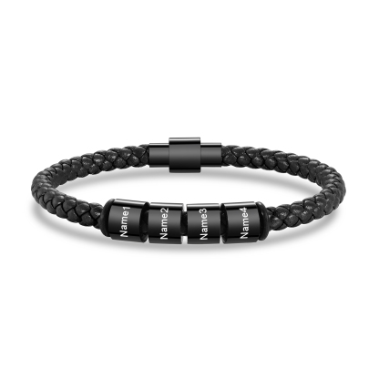 Personalized Men's Bead Bracelet with Custom 4 Names Personalized Gift for Him | Jessmade 