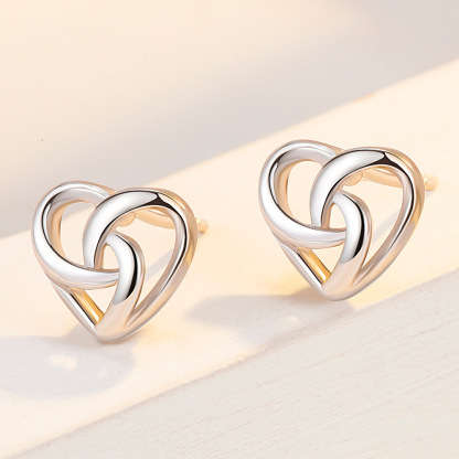 Heart Intertwined Earrings Heart Shape Hollow Stud Earrings