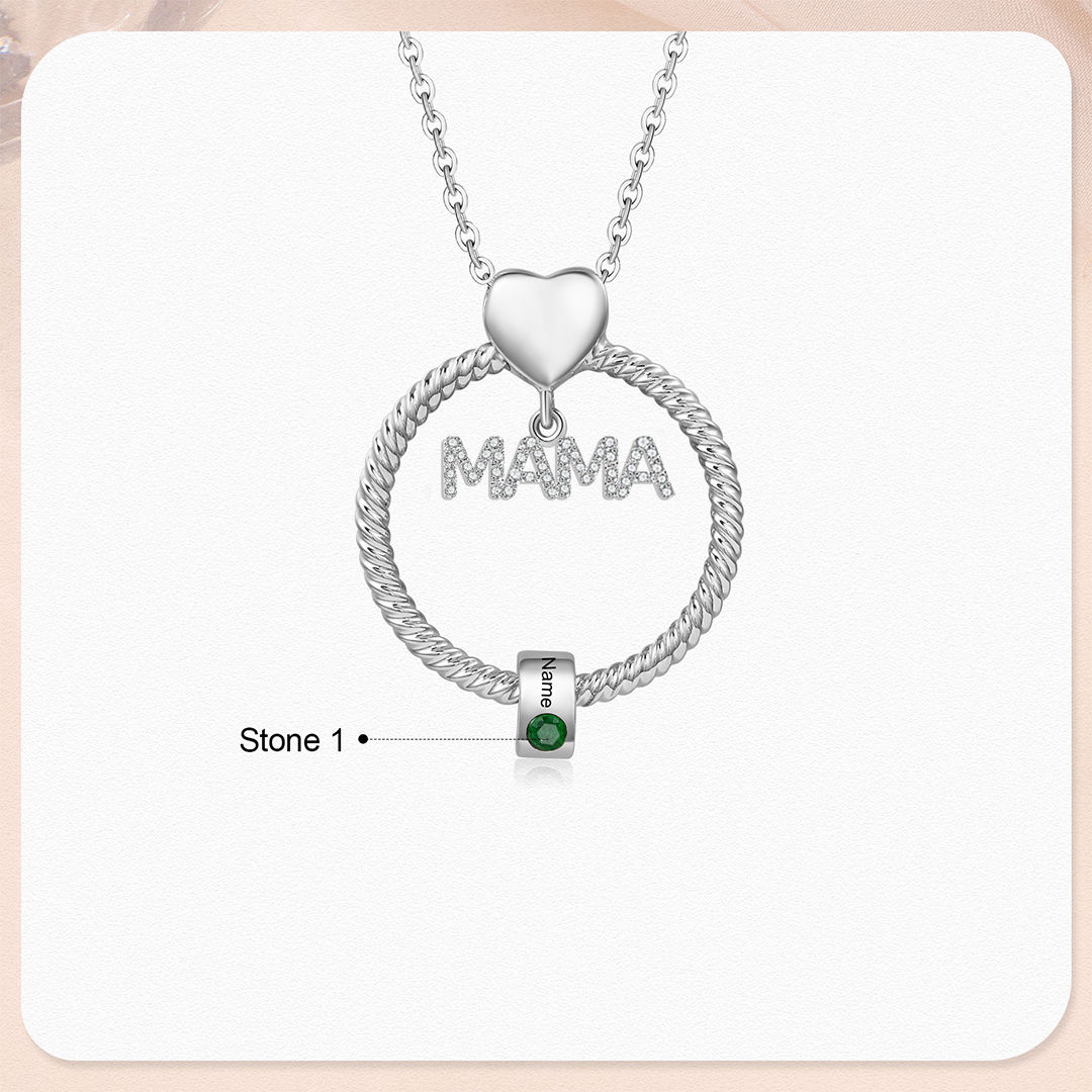 1 Name-Personalized Mom Necklace Set With Premium Custom Necklace With 1 Birthstones Engraved Names Gift For Mother