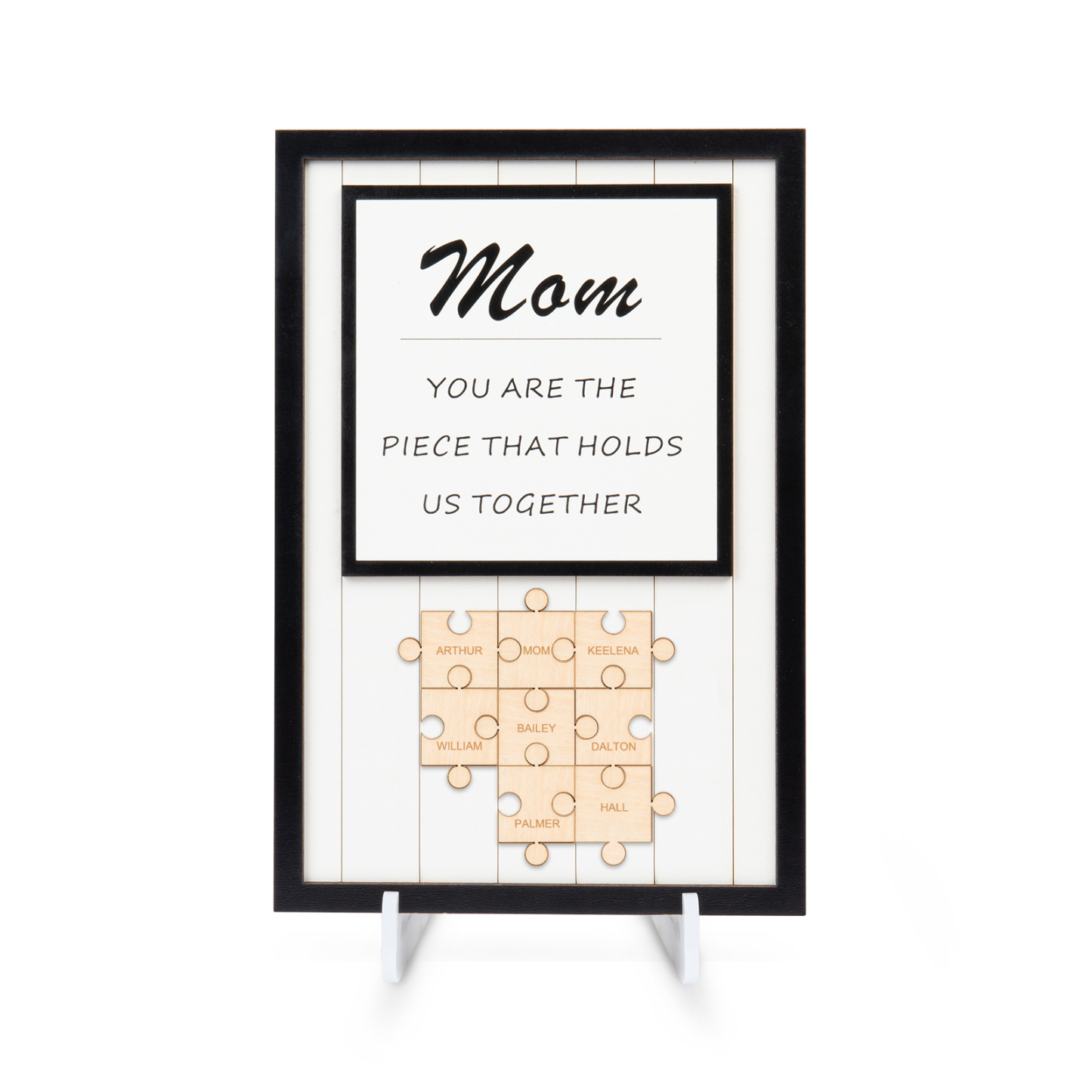 Mom Puzzle Sign Personalized 8 Names Wooden Sign Family Gifts-Mom You Are the Piece that Holds Us Together