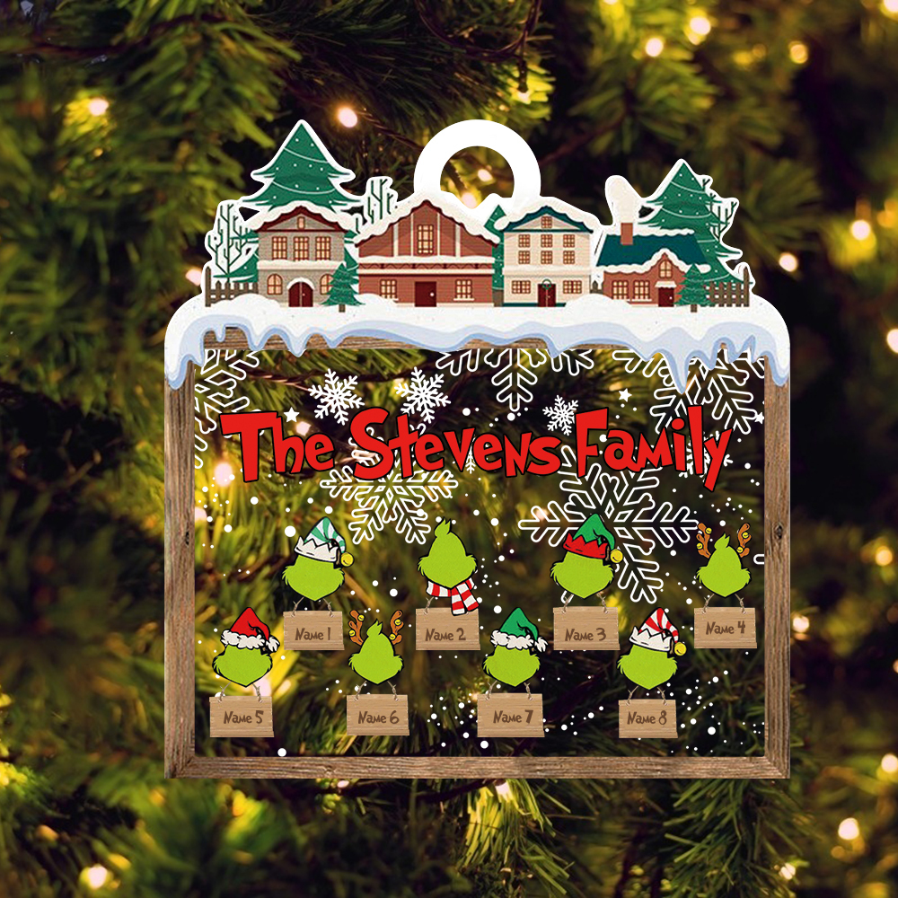 MERRY GRINCHMAS Grinch Personalized Christmas Ornament Engraved 8 Names Gifts For Family | Jessemade