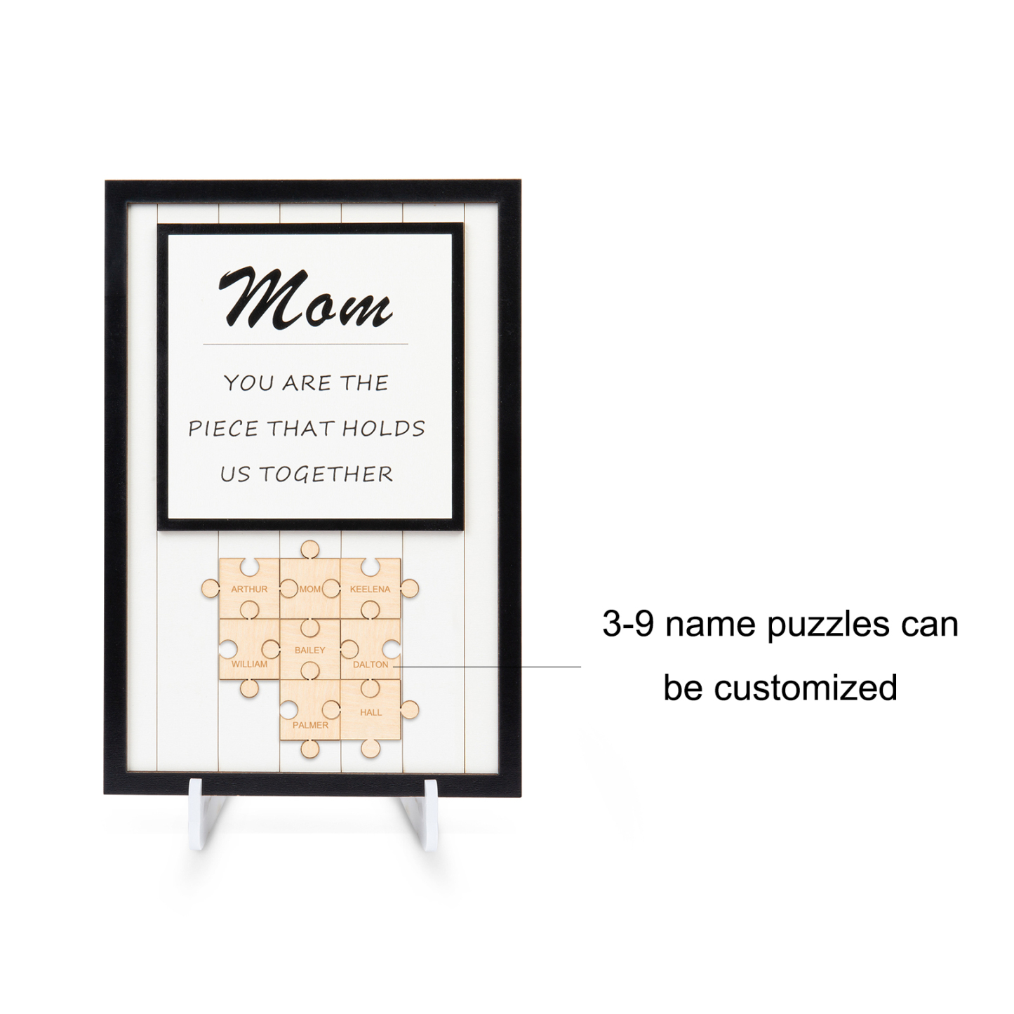 Mom Puzzle Sign Personalized 8 Names Wooden Sign Family Gifts-Mom You Are the Piece that Holds Us Together