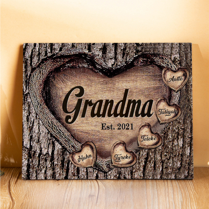 5 Names-Personalized Nana Wooden Ornament Custom Text And Date Home Decoration for Family