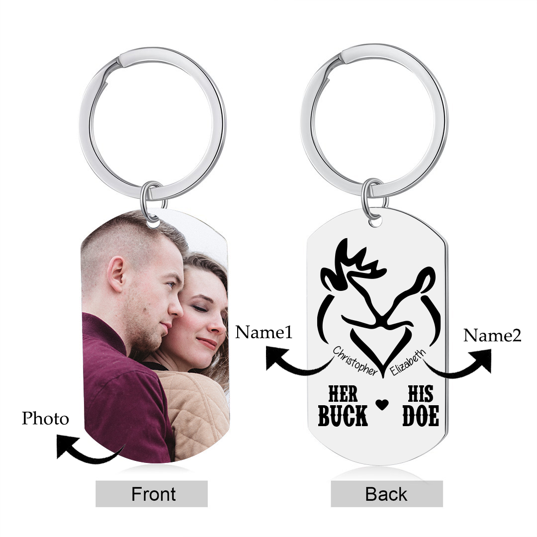 2 Names-Personalized Photo Couple Keychain Gift-Best Ever-Custom Special Keychain Gift For Couple