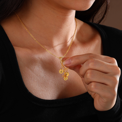 3 Letters - Personalized Special Leaf Pendant Necklace Beautiful Letter Necklace Gift for Her