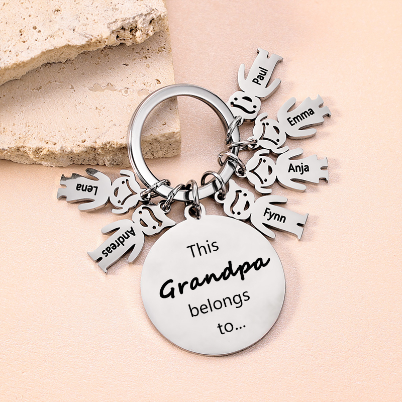 6 Names-This Mom Belongs to...Custom Keychain with Name & Text