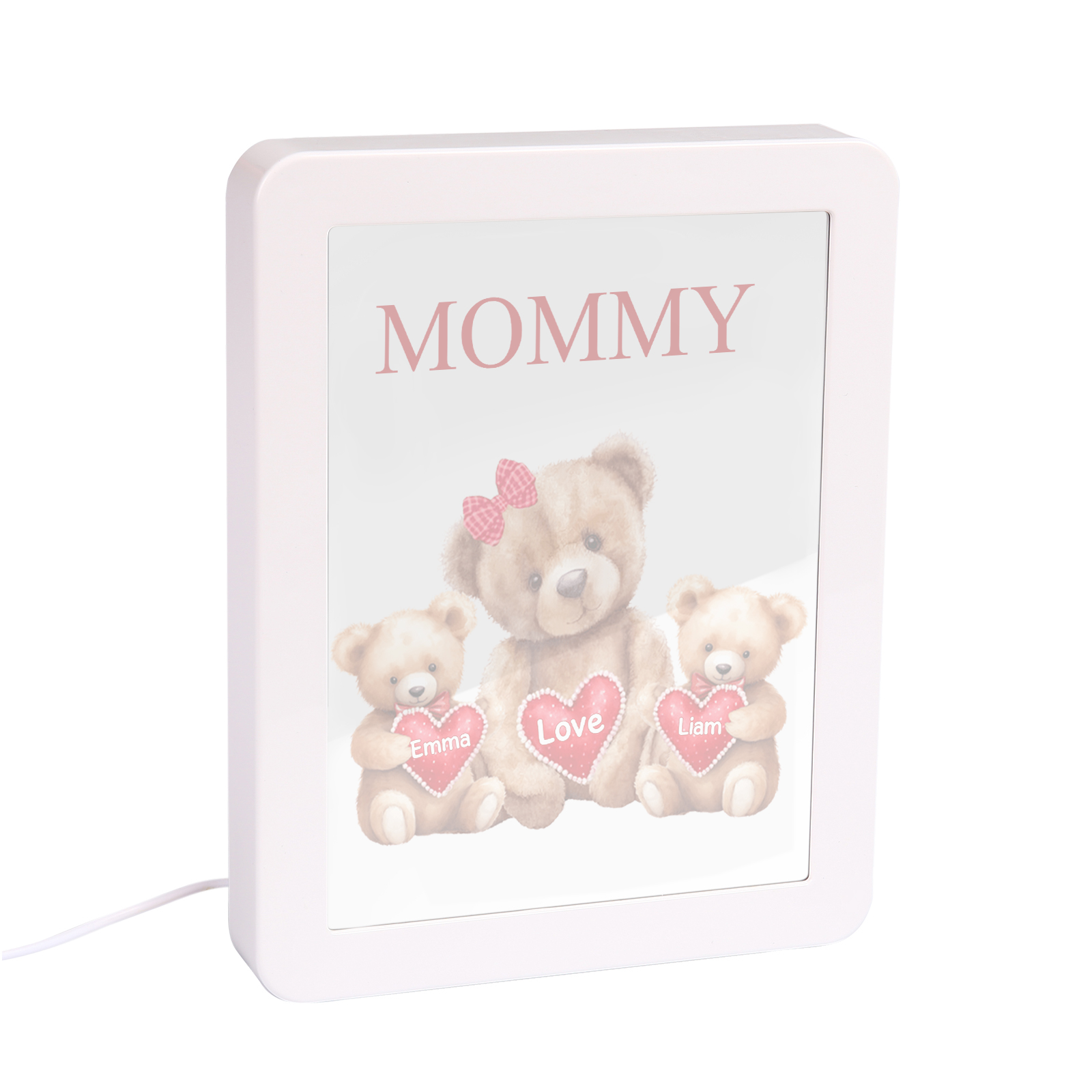 2 Names - Personalized Mum Home Bear Style Custom Text LED Night Light Gift for Mom