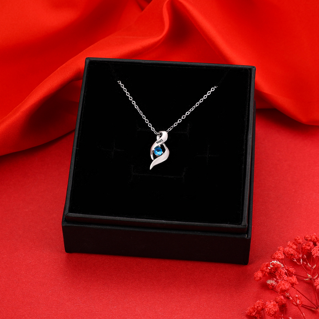 Customized Necklace Cascading Pendant with 1 Birthstone Engraving 1 Name Gifts for Her