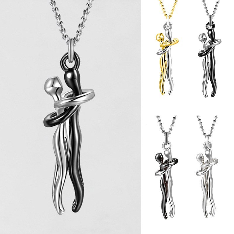 For Husband - Couple Hug Necklace Memorial Gifts " I want to hug you every day"