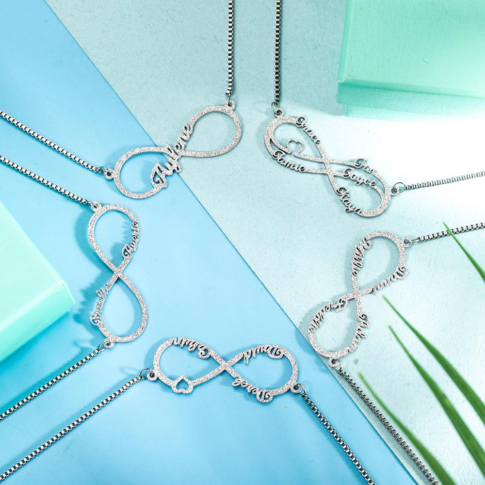 Personalized Infinity Necklace Custom 3 Names Necklace Gift For Women