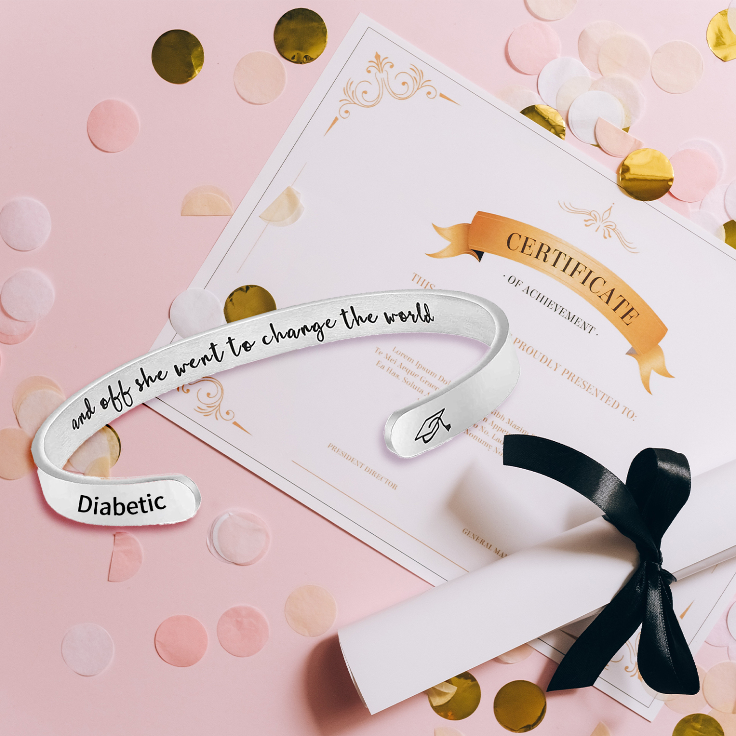Customized 2024 Graduation Bangle Bracelet Engraved Names Class of 2022 Keepsake for Her
