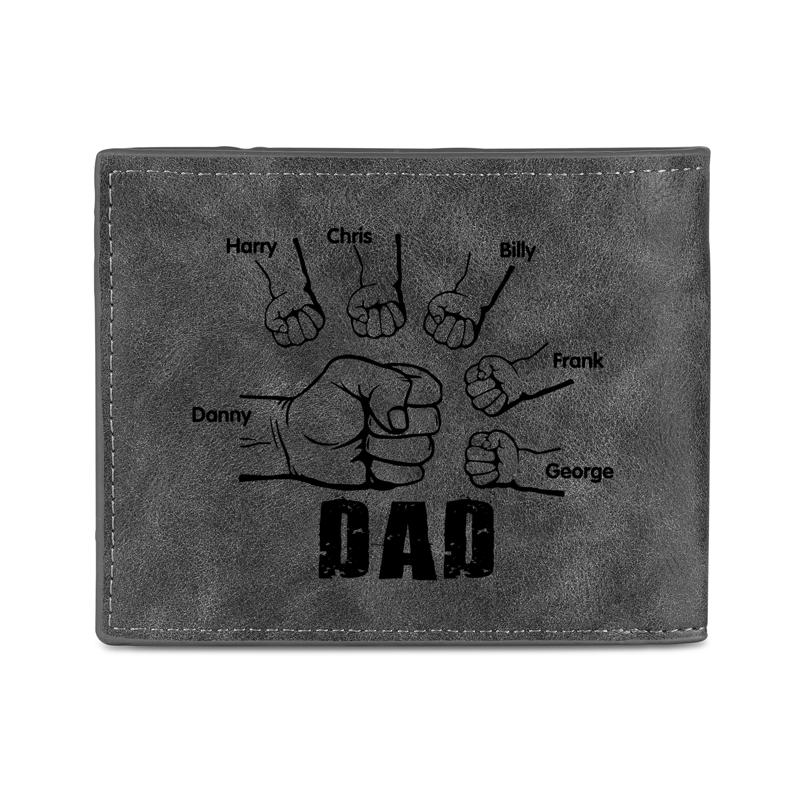 6 Names - Personalized Photo Custom Leather Men's Wallet as a Father's Day Gift for Dad