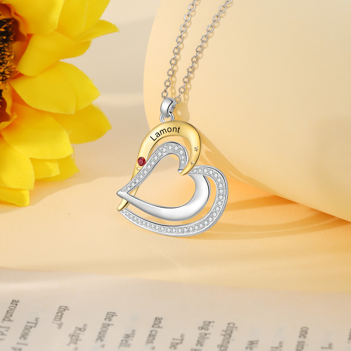 1 Name - Personalized Love Necklace with Customized Name and Birthstone, A Special Gift for Her