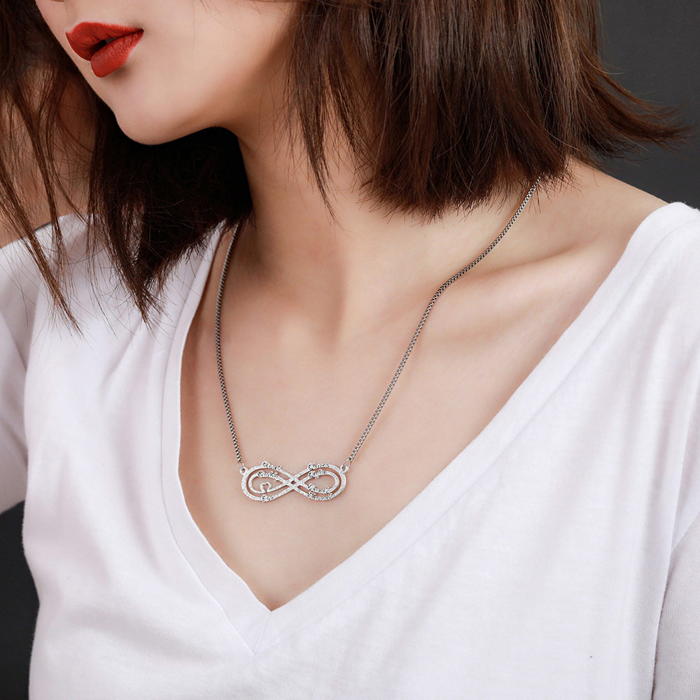 Personalized Infinity Necklace Custom 3 Names Necklace Gift For Women
