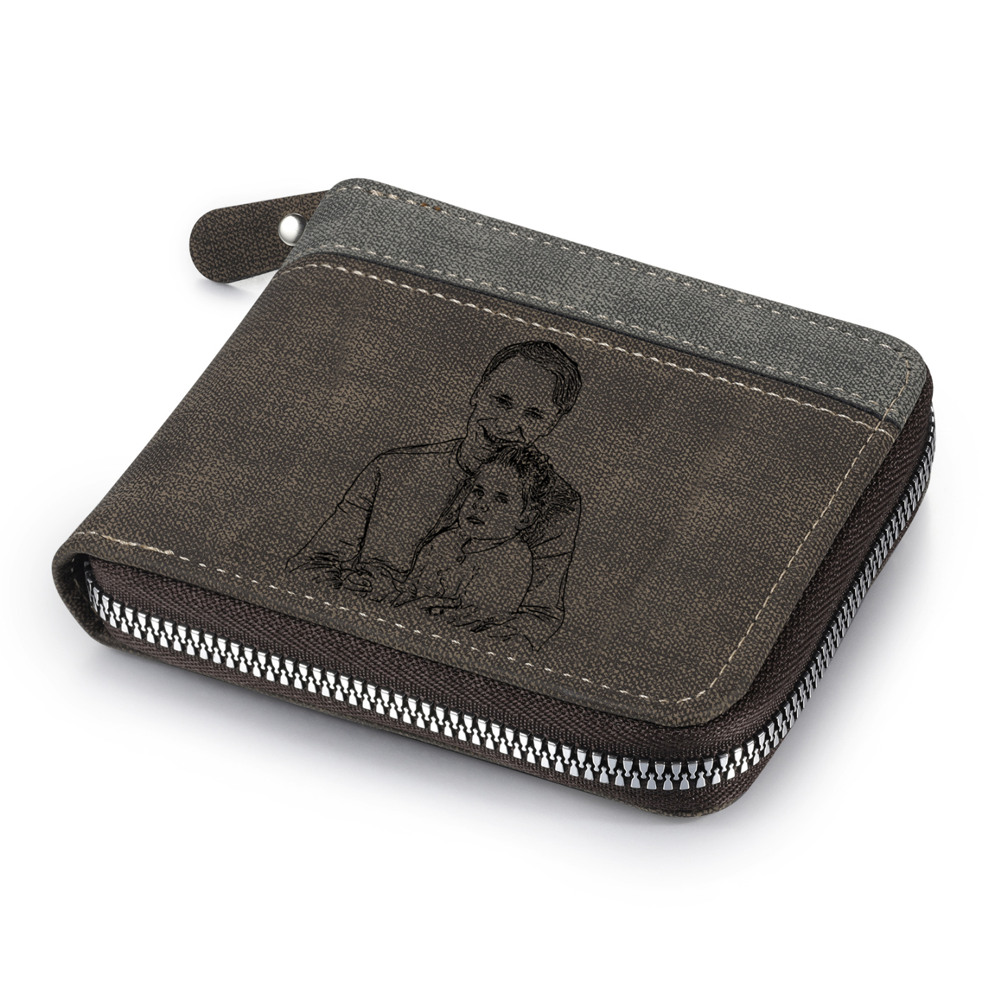 4-Names Personalized Leather Men's wallet With Card Slot Engraved With Name And Photo For Papa As a Father's Day Unique Gift