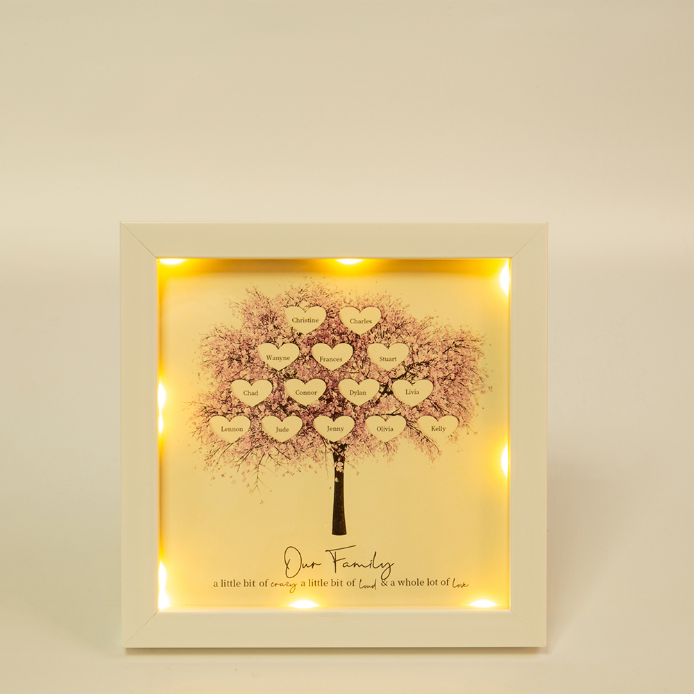 Personalized Family Tree Frame Custom 12 Names LED Night Light