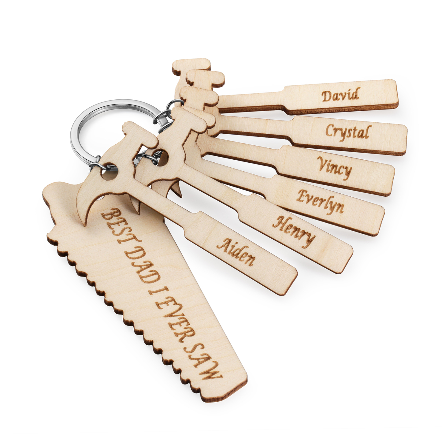 To my dad Customized 6 names Keychain