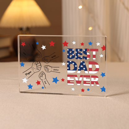 6 Names - Personalized Fist Family Acrylic Keepsake Customized Name Acrylic Home Decor Gift for Dad