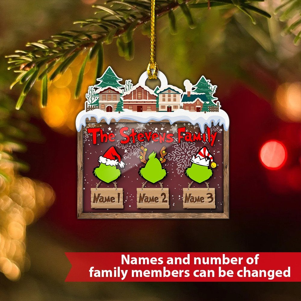 MERRY GRINCHMAS Grinch Personalized Christmas Ornament Engraved 5 Names Gifts For Family | Jessemade