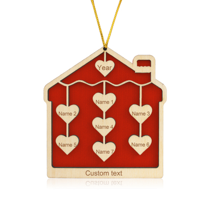 7 Names-Personalized Family Wooden Christmas Xmas Tree Decoration Ornament-Custom 7 Names And Year Hanging Ornament Gifts For Family