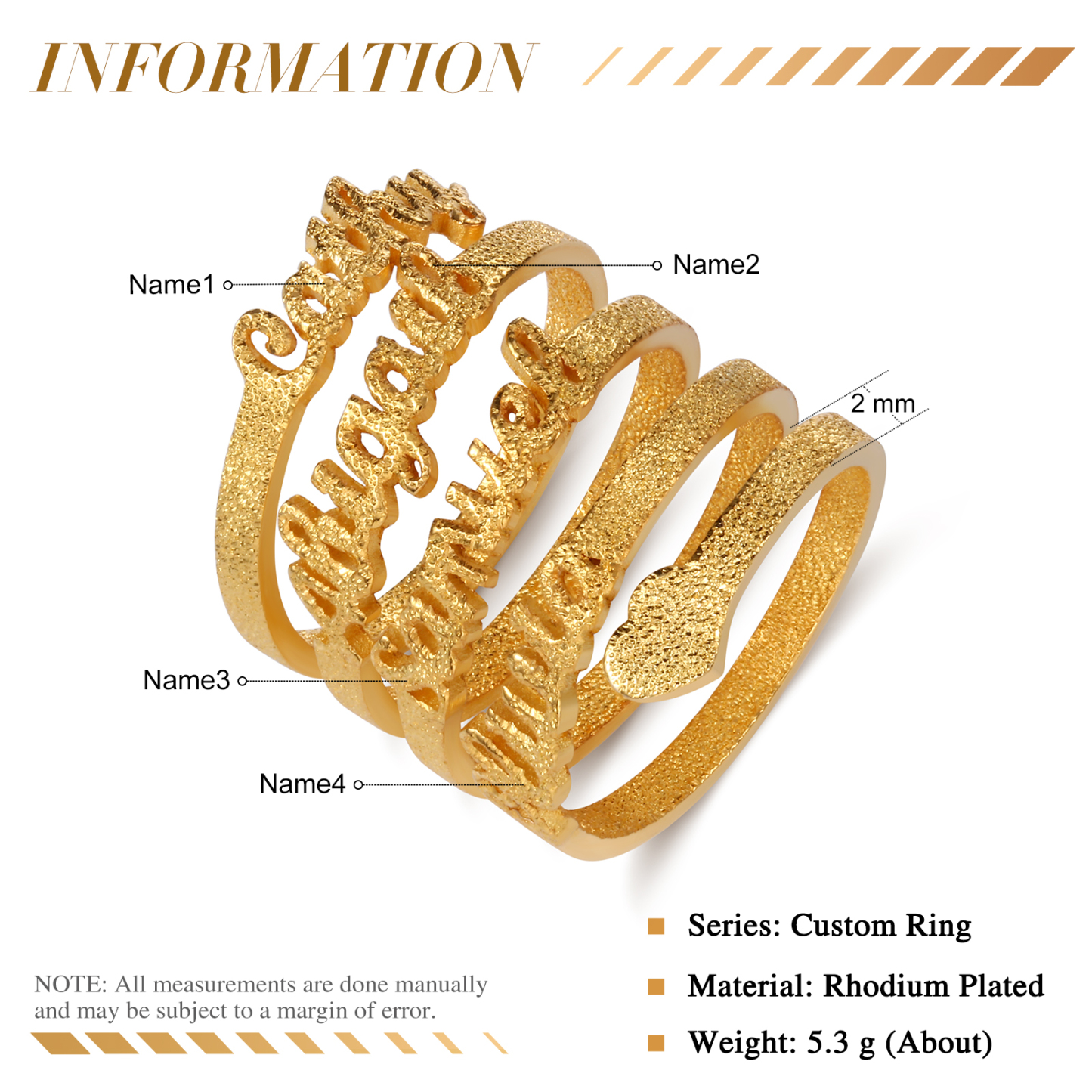 Personalized Family Name Ring Custom 4 Names Gifts For Women | Jessemade
