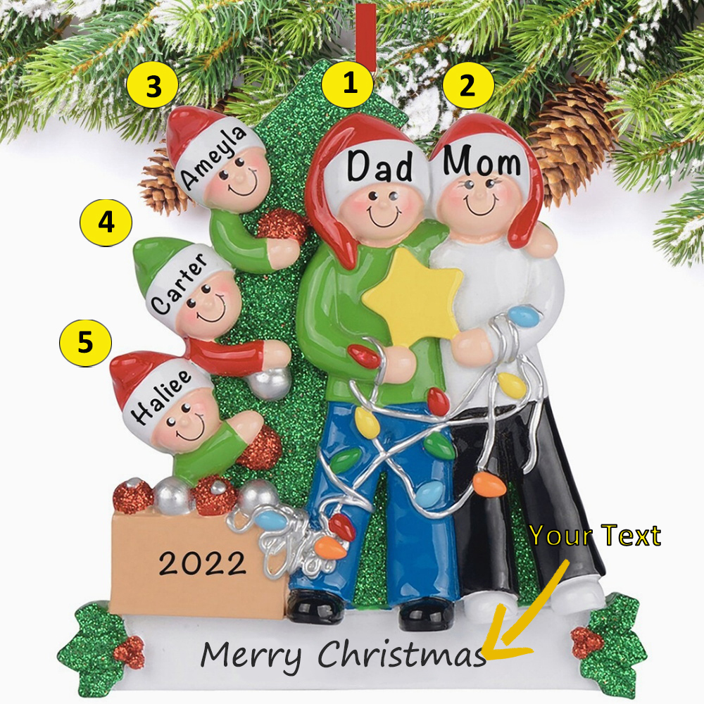 Family Christmas Ornament Custom 4 Names Hanging Ornament Gifts For Family