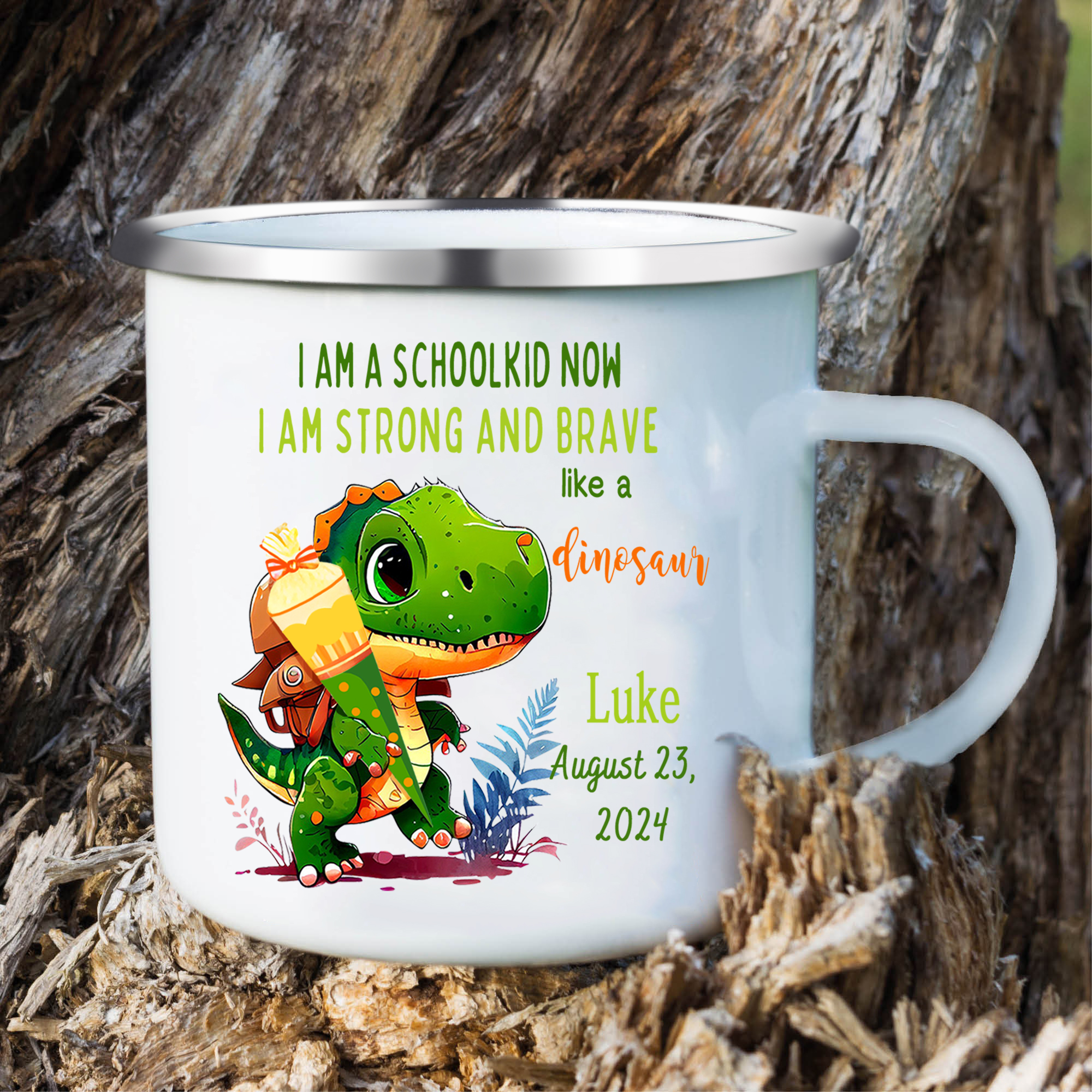 Personalized Name And Date Mug Dinosaur Mug Back To School Gift For Kids