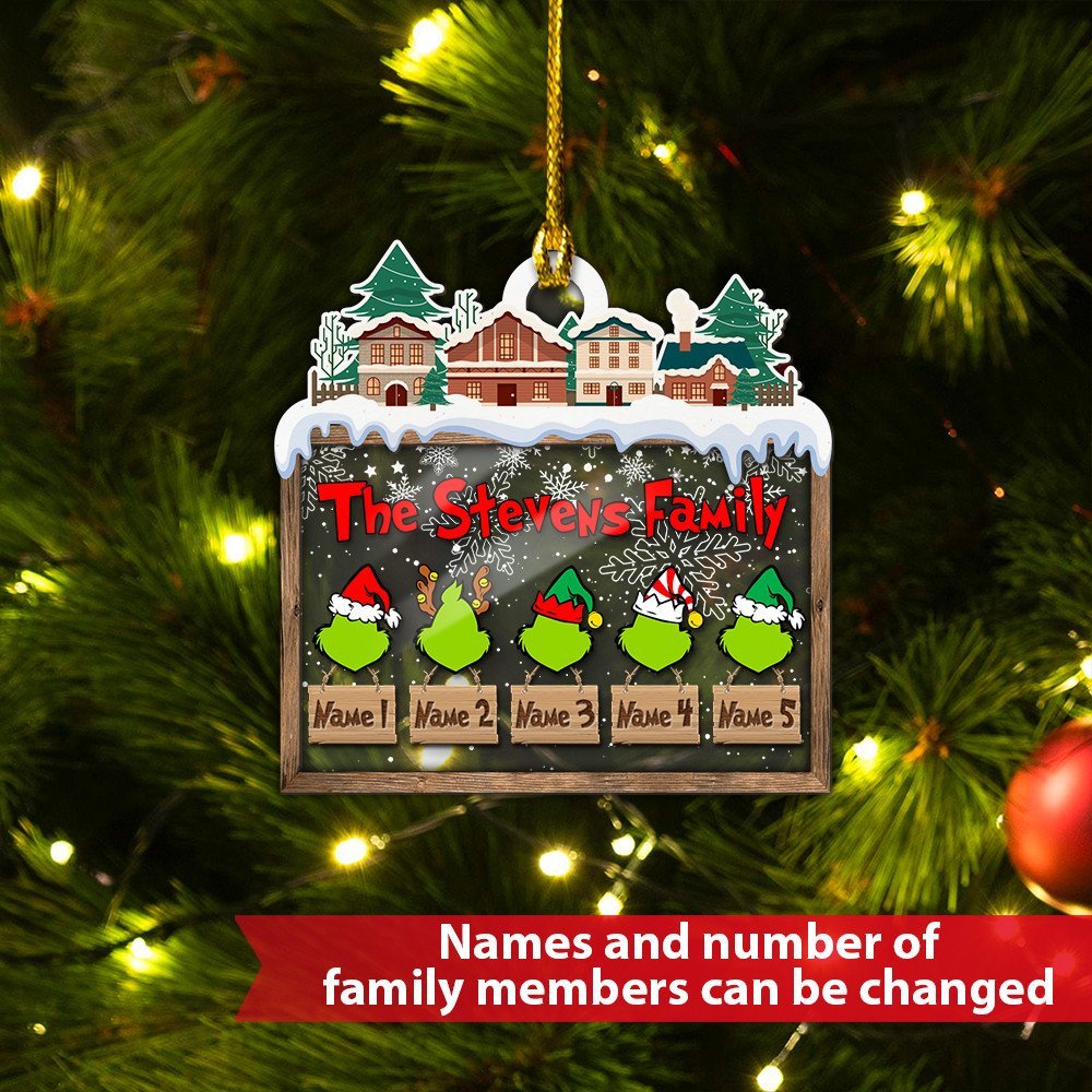 MERRY GRINCHMAS Grinch Personalized Christmas Ornament Engraved 8 Names Gifts For Family | Jessemade